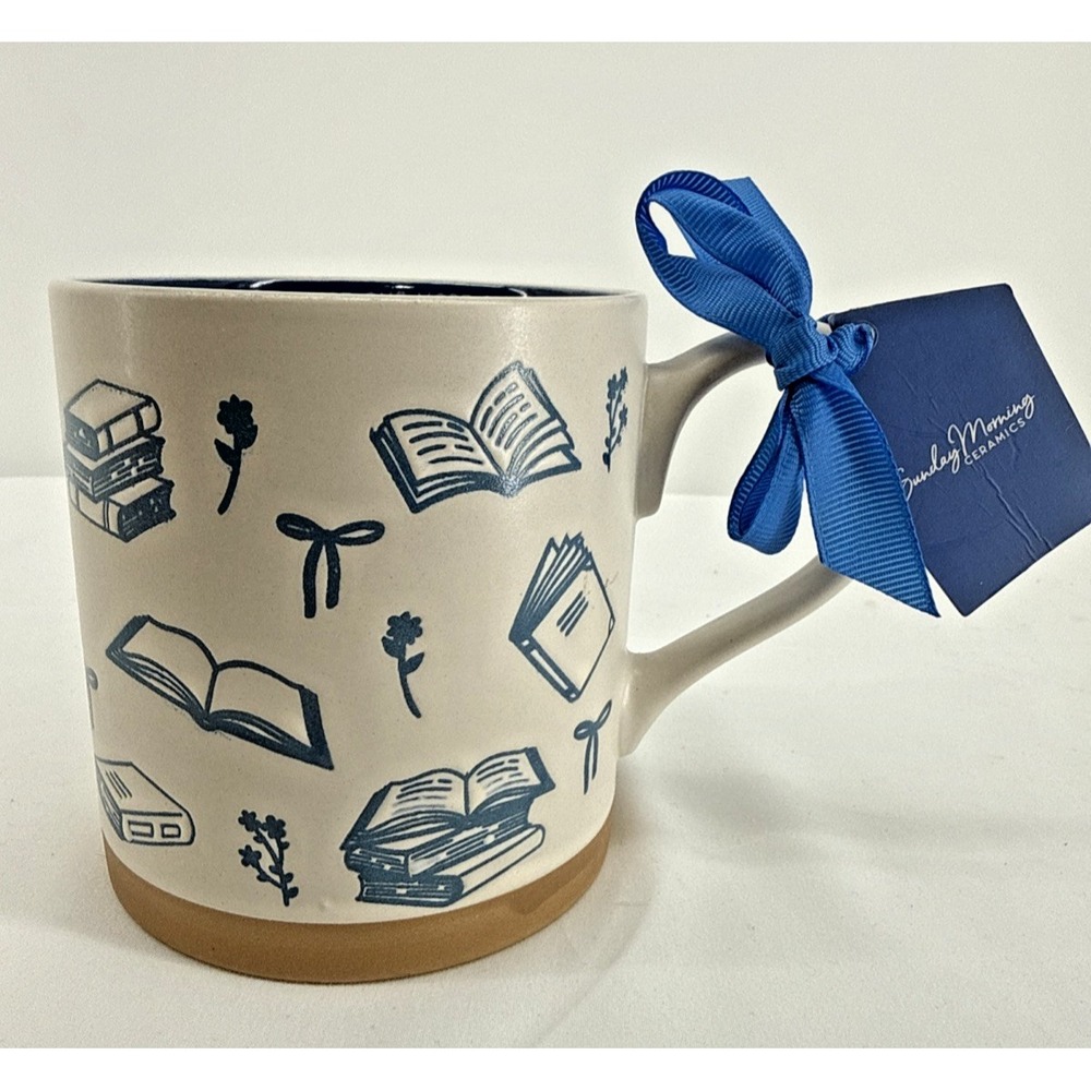 Sunday Morning Coffee Mug "Just One More Chapter" Book Lovers Bookworm NEW